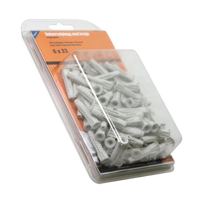 Universalplugg med krage 6 x 33 mm - 75 stk. 